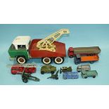 Dinky Supertoys, 501 Foden Diesel 8-Wheel Wagon, red/fawn, Guy 913 Flat Truck with tailboard, blue/