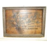 A Fry's Chocolate wood box end, 17 x 25cm, a shipwright sign Falmouth Marina, 52 x 20cm and a