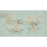 A collection of six Swarovski glass figures: 'Bald-headed Eagle', two kingfishers on a branch,