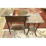 An inlaid mahogany work table, the sliding top with fitted interior, 52cm wide, 74cm high and a