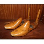 A pair of Lady beech wood shoe trees, size 6.5, a set of Avery scales, a tea caddy and a pair of