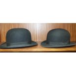 A bowler hat marked Pole and Sons, Devonport, 7.5 x 6'' and another, size 6 and 7/8, (2).