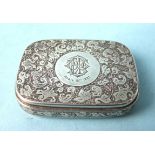 A Victorian Sampson Mordan Vesta case with pivoting hinged lid and overall foliate engraving, the