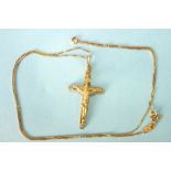 An 18ct yellow gold crucifix on fine box-link chain, 4.5g.