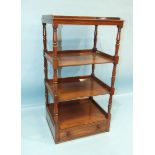 A Victorian four-tier mahogany whatnot with base drawer, stamped James Winter 101 Wardour Street, (