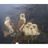 William Tomkins (c. 1730-1792) BARN OWLS AND A NEST OF FLEDGLINGS Signed oil on canvas, dated
