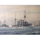 Frank Watson Wood (1862-1953) 1ST CRUISER SQUADRON Signed watercolour, signed lower right Frank Wood