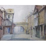 20th Century THE CITY GATES, CHESTER Unsigned watercolour, 22.5 x 29cm and three other unsigned