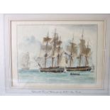 A group of four hand-coloured engravings after Thomas Whitcombe 'Jenkins Naval Achievements', 'The