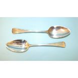 A pair of George III Old English pattern tablespoons, maker JW, London 1802, ___4oz.