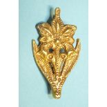 An unusual yellow metal floral brooch, (tests as high-carat gold), 4.4cm long, 8g.