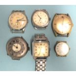 A silver-cased trench wrist watch, import marks for London 1917, (a/f, not working, wire lug