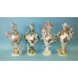 A matched group of four 18th century Meissen vases emblematic of the seasons, 33cm high, crossed