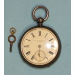 J & JE Wilkinson, Bingley, a silver-cased open-face key-wind pocket watch, the white enamel dial