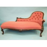 A good-quality Victorian rosewood-framed single-ended settee, the buttoned low back and serpentine