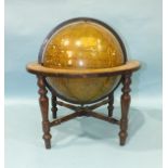 A Manning's table-top terrestrial globe of 12'' diameter, within bronze brass meridian ring, the