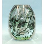 An Orrefors, Edward Hald, Graal Art Glass of ovoid form, decorated in green with fish amongst