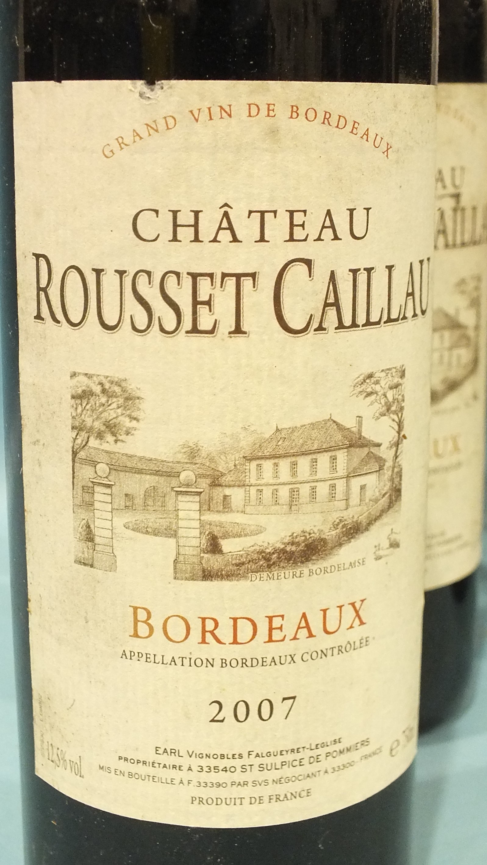 Chateau Rousset Caillau Bordeaux 2007, nine bottles and Côtes du Rhône Villages Le Prieure 2007, - Image 3 of 3