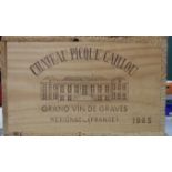 Chateau Picque Caillou Graves 1985, twelve bottles in original wooden crate, (12).