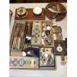 A silver cigarette case, three modern gent's wrist watches, plated cutlery and miscellaneous items.