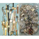 A quantity of watches, including two Swatches, and costume jewellery.