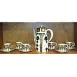 A set of six each Royal Crown Derby design no.1128 Imari-decorated coffee cups and saucers and a