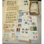 A small collection of British and World postage stamps, (loose), first day covers, etc.
