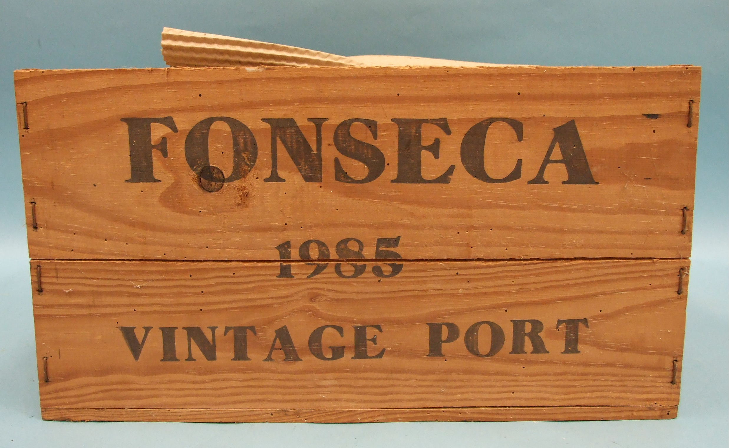 Fonseca Guimaraens vintage Port 1985, twelve bottles, in original wooden crate, (lid lacking), (12).