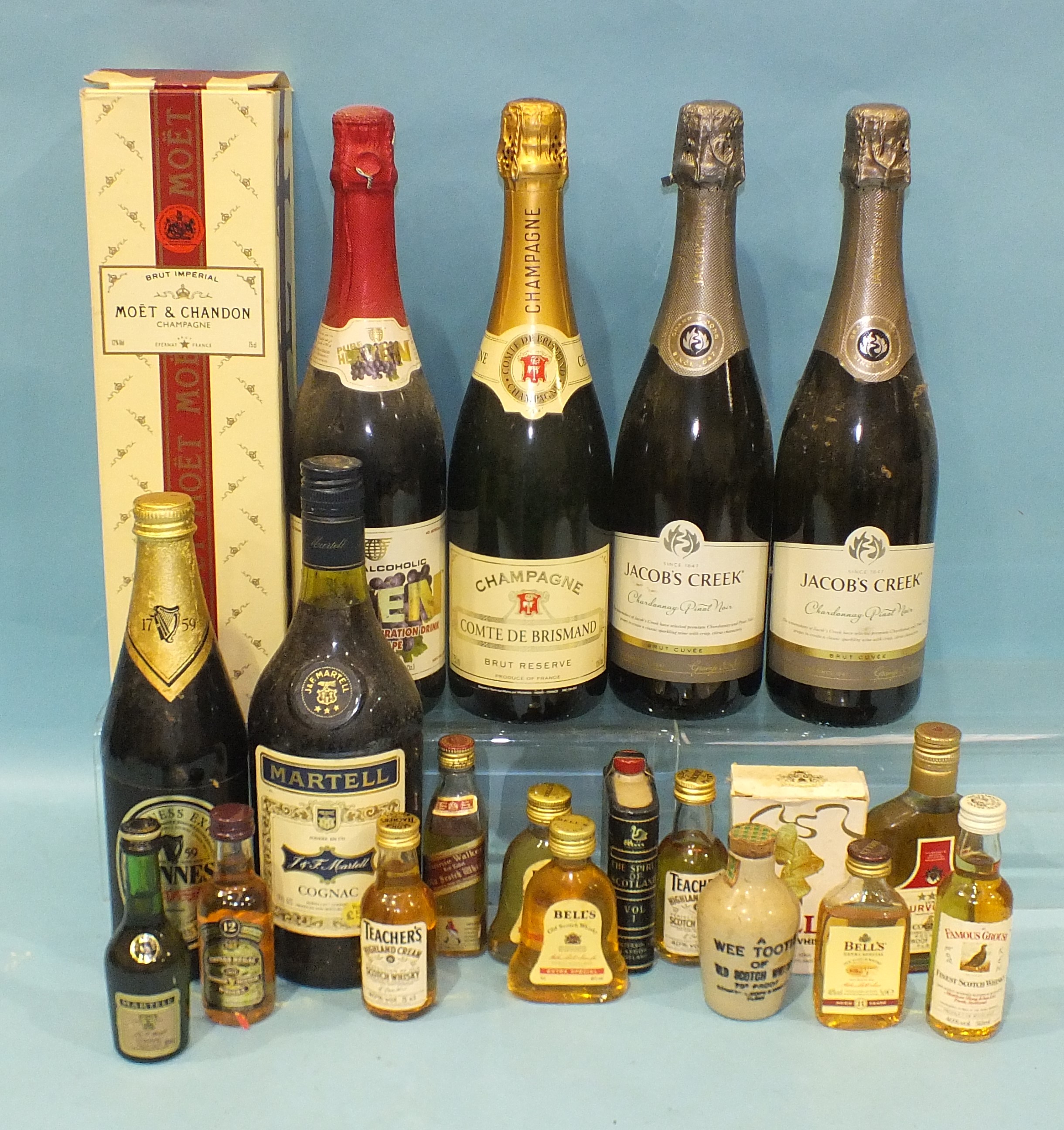 Moët & Chandon Brut Imperial Champagne, in cardboard box, one bottle, (75cl), Martell Cognac (24fl.