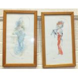 Alice Huertas (French School), a set of four framed, signed watercolours depicting women's fashion