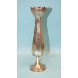 A silver spill vase of octagonal tapering form, Birmingham 1912, 22.5cm high, ___4.4oz.