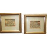 Two small 18th century bookplate maps, 'Devonshire' and 'The Bishopric of Durham', 8.5 x 12.5cm.