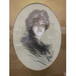 After Philip Boileau, an oval portrait of a young woman, print, signed, indistinctly-dated and