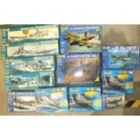 A collection of four Revell 1:570 boxed model kits, including the battle cruisers Scharnhorst,