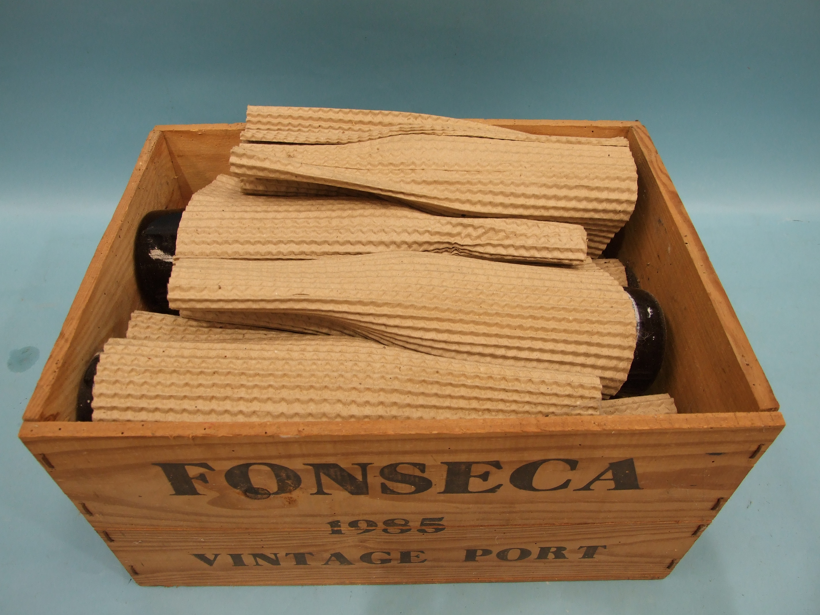 Fonseca Guimaraens vintage Port 1985, twelve bottles, in original wooden crate, (lid lacking), (12). - Image 2 of 4