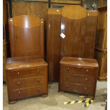 Two Lebus hardwood-veneered chests of three drawers, 77cm wide, 72cm high and two maple and mahogany