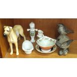 A Beswick model Great Dane "Ruler of Oubourgh", gloss, 17cm high, two Poole Pottery birds and