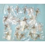 Twenty hallmarked silver crosses, each set a single coloured stone and marcasites, 3.5 x 5cm, 192g.