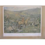 After Lionel Edwards, coloured lithographic print 'Dartmoor Hunt', signed in pencil, huntsman and