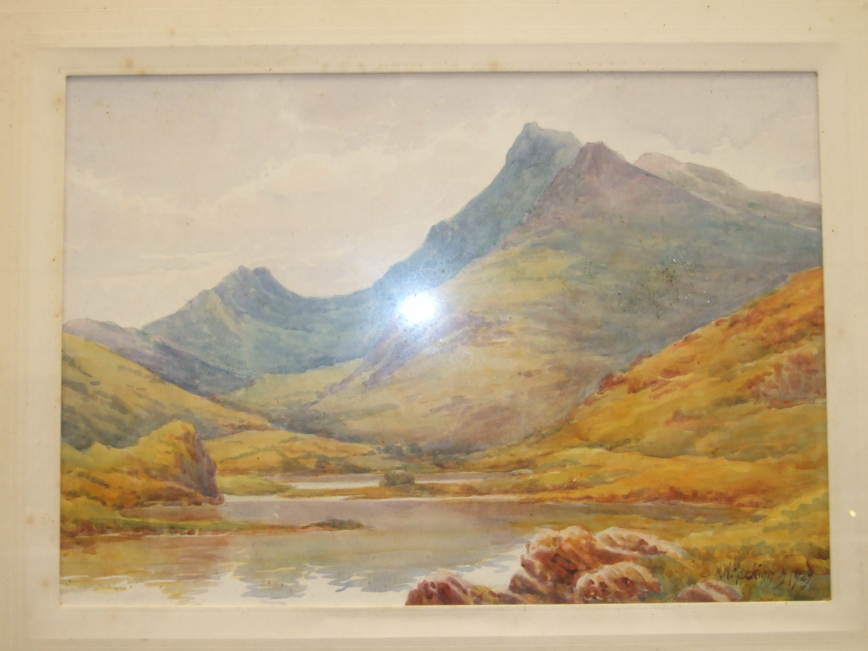 M W Mackinly?, 'Highland Scene', indistinctly-signed watercolour, dated 1929, 27.5 x 37cm, an - Image 6 of 6