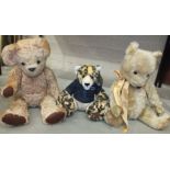 A plush teddy bear, 59cm, a mohair plush teddy bear, 55cm and a Jaguar soft toy, (3).