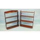 Three mahogany hanging wall shelves, 80 x 61cm.