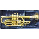 A Selmer Invicta brass trumpet, no.11309, (af), in fitted case.