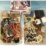 A quantity of costume jewellery and a jewellery box.