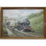 M Jefferies,  No.130  Steam Engine passing Through a Tunnel with Workmen on the other Track, a