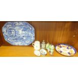 A Copeland Spode Italian blue and white octagonal shallow dish, 36.5 x 27.5cm, blue factory mark and