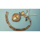 A lady's 9ct-gold-cased wrist watch, (a/f), on 9ct gold gate-link bracelet, gross weight 14.8g.