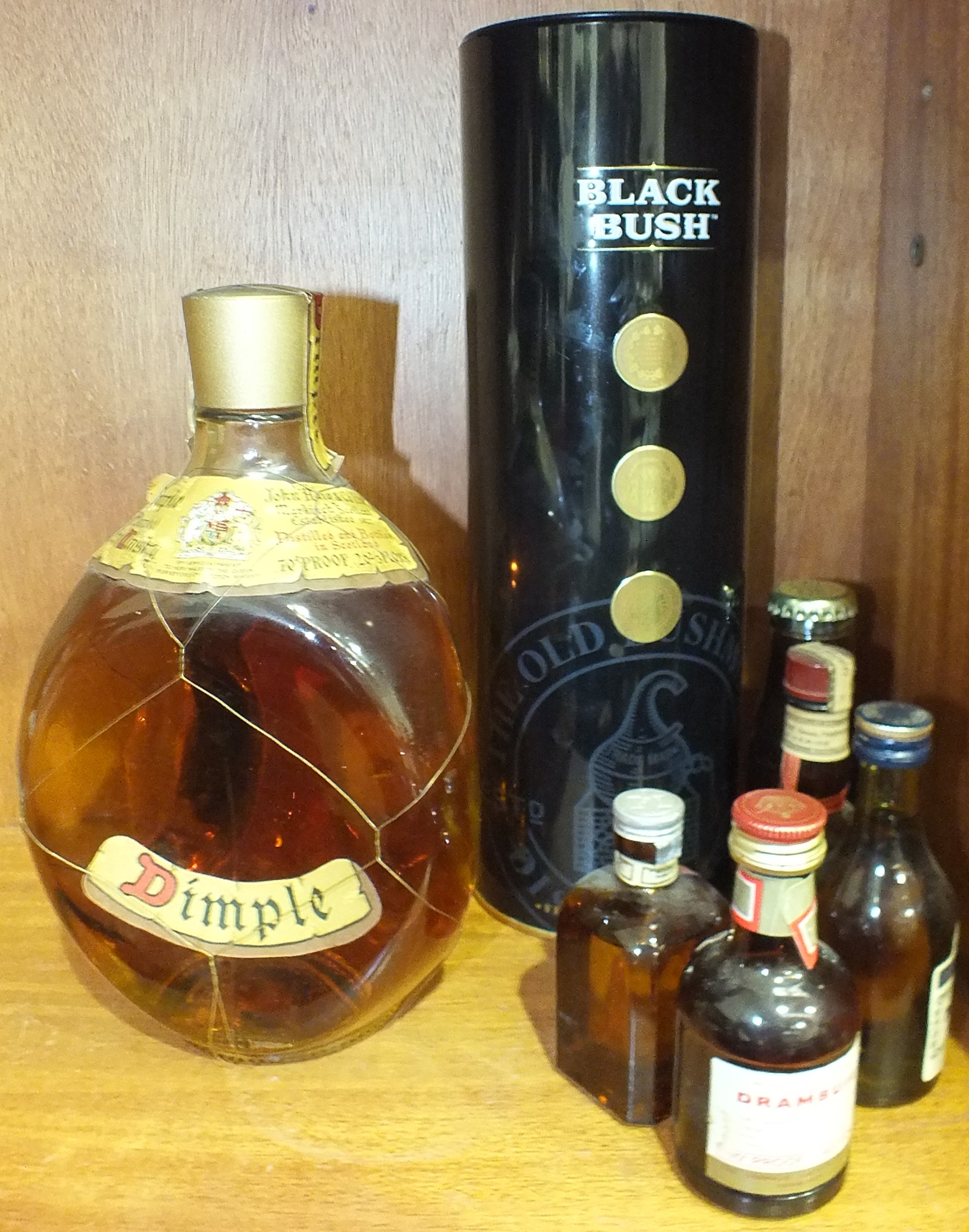 Bushmills Black Bush Irish Whiskey, 40% vol, 700ml, in tube, John Haig & Co, Dimple Whisky, 70%