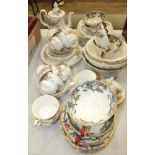 Thirty pieces of Royal Albert Moss Rose tea ware and twenty pieces of Royal Cauldon Victoria tea