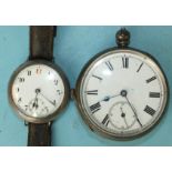 A WWI silver cased trench-style wrist watch with 2.9cm dial and a continental .800 silver cased